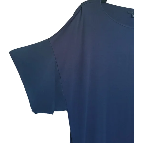 COS Sz S Jersey Knit Tee Shirt Tunic Dress Stretch Silk Drop Sleeve Pockets Blue - Picture 8 of 16
